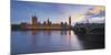River Thames, Westminster Bridge, Westminster Palace, Big Ben, in the Evening-Rainer Mirau-Mounted Photographic Print