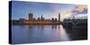 River Thames, Westminster Bridge, Westminster Palace, Big Ben, in the Evening-Rainer Mirau-Stretched Canvas