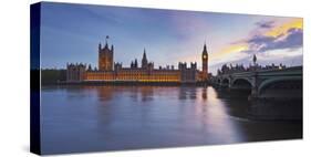 River Thames, Westminster Bridge, Westminster Palace, Big Ben, in the Evening-Rainer Mirau-Stretched Canvas