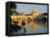 River Tiber and Ponte Sant'Angelo, St. Peter's Basilica and the Vatican Beyond, Rome, Lazio, Italy-Tomlinson Ruth-Framed Stretched Canvas