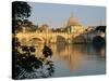 River Tiber and Ponte Sant'Angelo, St. Peter's Basilica and the Vatican Beyond, Rome, Lazio, Italy-Tomlinson Ruth-Stretched Canvas