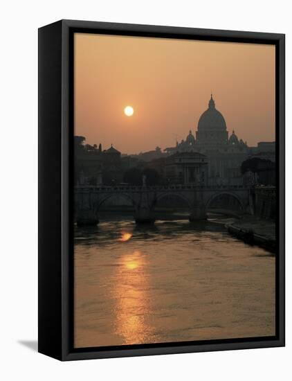 River Tiber and the Vatican, Rome, Lazio, Italy-Roy Rainford-Framed Stretched Canvas