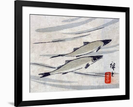 River Trout, Japanese Wood-Cut Print-Lantern Press-Framed Art Print