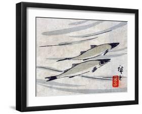 River Trout, Japanese Wood-Cut Print-Lantern Press-Framed Art Print