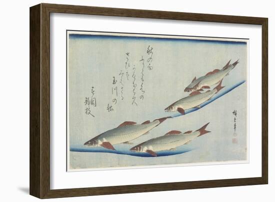 River Trouts in Stream-Utagawa Hiroshige-Framed Giclee Print