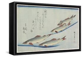 River Trouts in Stream-Utagawa Hiroshige-Framed Stretched Canvas