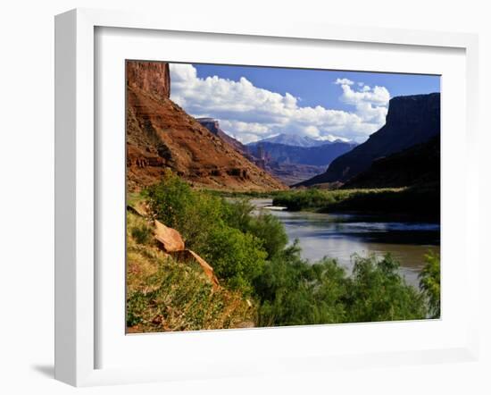 River Valley With View of Fisher Towers and La Sal Mountains, Utah, USA-Bernard Friel-Framed Photographic Print