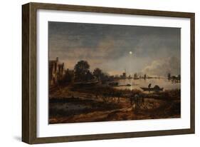 River View by Moonlight, C. 1645-Aert van der Neer-Framed Giclee Print