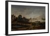 River View by Moonlight-Aert van der Neer-Framed Art Print