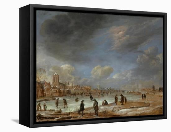 River View in the Winter-Aert van der Neer-Framed Stretched Canvas