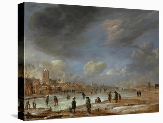 River View in the Winter-Aert van der Neer-Stretched Canvas