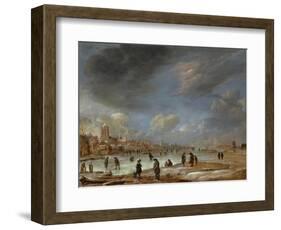 River View in the Winter-Aert van der Neer-Framed Art Print