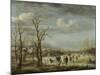 River View in the Winter-Aert van der Neer-Mounted Art Print