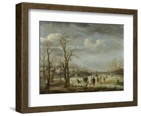 River View in the Winter-Aert van der Neer-Framed Art Print