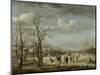 River View in the Winter-Aert van der Neer-Mounted Art Print