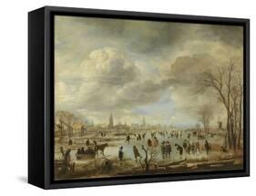 River View in Winter-Aert van der Neer-Framed Stretched Canvas