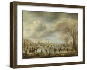 River View in Winter-Aert van der Neer-Framed Art Print