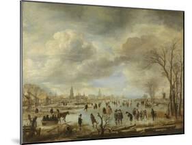 River View in Winter-Aert van der Neer-Mounted Art Print