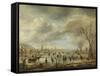 River View in Winter-Aert van der Neer-Framed Stretched Canvas