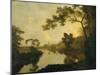 River View with Figures on the Bank, C.1760-Richard Wilson-Mounted Giclee Print