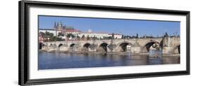 River Vltava with Charles Bridge and the Castle District with St. Vitus Cathedral and Royal Palace-Markus Lange-Framed Photographic Print