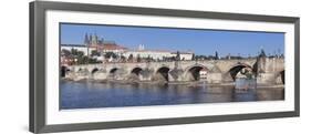 River Vltava with Charles Bridge and the Castle District with St. Vitus Cathedral and Royal Palace-Markus Lange-Framed Photographic Print