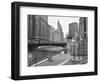 River Walk and Wabash Ave Bridge and Cityscape, Chicago, ILlinois, USA-Petr Bednarik-Framed Photographic Print