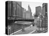 River Walk and Wabash Ave Bridge and Cityscape, Chicago, ILlinois, USA-Petr Bednarik-Stretched Canvas