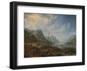 River with Boat Moorings-Herman Saftleven-Framed Art Print