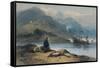 River with Figure on the Bank, 19th Century-George Chinnery-Framed Stretched Canvas