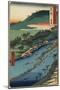 River with Fish Traps, Chikugo Province, September 1855-Utagawa Hiroshige-Mounted Giclee Print