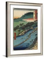 River with Fish Traps, Chikugo Province, September 1855-Utagawa Hiroshige-Framed Giclee Print