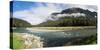 River with mountain range in the background, Eglinton River, Eglinton Mountains, MacKay Creek, T...-null-Stretched Canvas