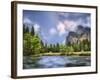 River with Mountain Range in the Background, Merced River, Yosemite Valley, Yosemite National Pa...-null-Framed Photographic Print