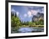 River with Mountain Range in the Background, Merced River, Yosemite Valley, Yosemite National Pa...-null-Framed Photographic Print