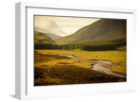 River with Mountains around the Cairngorms, Scotland, Uk.-pink candy-Framed Photographic Print