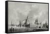 River with Shipping, 18Th Century (Drawing)-John the Younger Cleveley-Framed Stretched Canvas