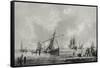 River with Shipping, 18Th Century (Drawing)-John the Younger Cleveley-Framed Stretched Canvas