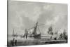 River with Shipping, 18Th Century (Drawing)-John the Younger Cleveley-Stretched Canvas