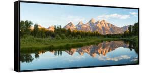 River with Teton Range in the background, Grand Teton National Park, Wyoming, USA-null-Framed Stretched Canvas