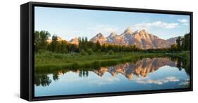 River with Teton Range in the background, Grand Teton National Park, Wyoming, USA-null-Framed Stretched Canvas