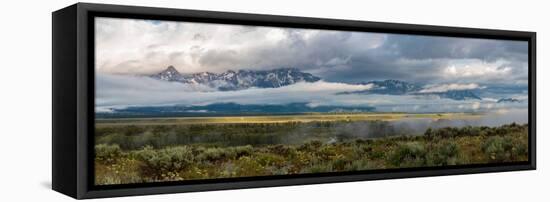 River with Teton Range in the background, Grand Teton National Park, Wyoming, USA-null-Framed Stretched Canvas