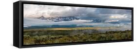 River with Teton Range in the background, Grand Teton National Park, Wyoming, USA-null-Framed Stretched Canvas