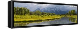 River with Teton Range in the background, Grand Teton National Park, Wyoming, USA-null-Framed Stretched Canvas