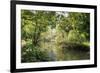 River Wye Lined by Trees in Spring Leaf with Riverside Track, Reflections in Calm Water-Eleanor Scriven-Framed Photographic Print