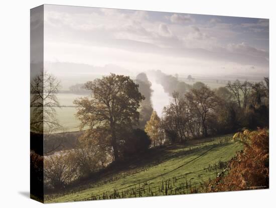 River Wye with the Brecon Beacons in the Distance, Herefordshire, England, United Kingdom-John Miller-Stretched Canvas