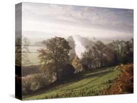 River Wye with the Brecon Beacons in the Distance, Herefordshire, England, United Kingdom-John Miller-Stretched Canvas