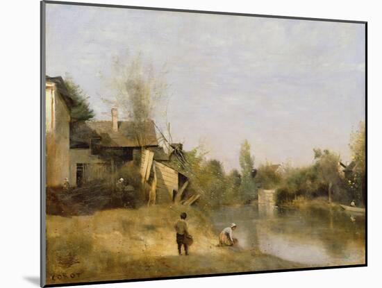 Riverbank at Mery Sur Seine, Aube, C.1870-Jean-Baptiste-Camille Corot-Mounted Giclee Print