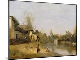 Riverbank at Mery Sur Seine, Aube, C.1870-Jean-Baptiste-Camille Corot-Mounted Giclee Print