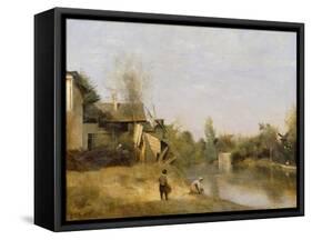 Riverbank at Mery Sur Seine, Aube, C.1870-Jean-Baptiste-Camille Corot-Framed Stretched Canvas